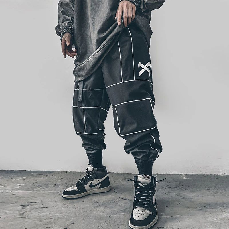 Джоггеры карго Мужские Светоотражающие уличная одежда в стиле хип хоп