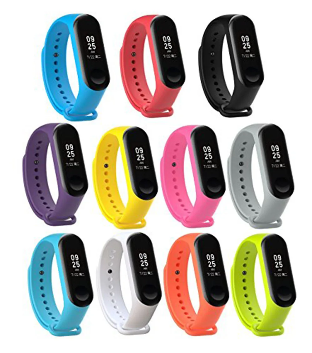 Ремешок силиконовый для Xiaomi Mi Band 3 4 резиновый водонепроницаемый сменный Браслет