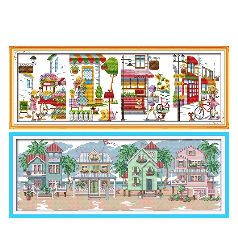 Набор для вышивки сделай сам на холсте Дом и девочка|Упаковка| |