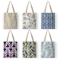 korean fashion women canvas handbags totes eco reusable shopping bags fresh flower lemon plant print shoulder bag akb01056