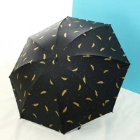 feather bronzing umbrella folding vinyl three fold sunny and rain dual sunblock umbrella sun umbrella designer umbrella