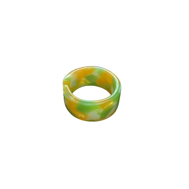 

Stylish Ladies Colorful Acrylic Resin Open Ring Women's Retro Rings Korean Fashion Decorations for Female Trendy Jewelry