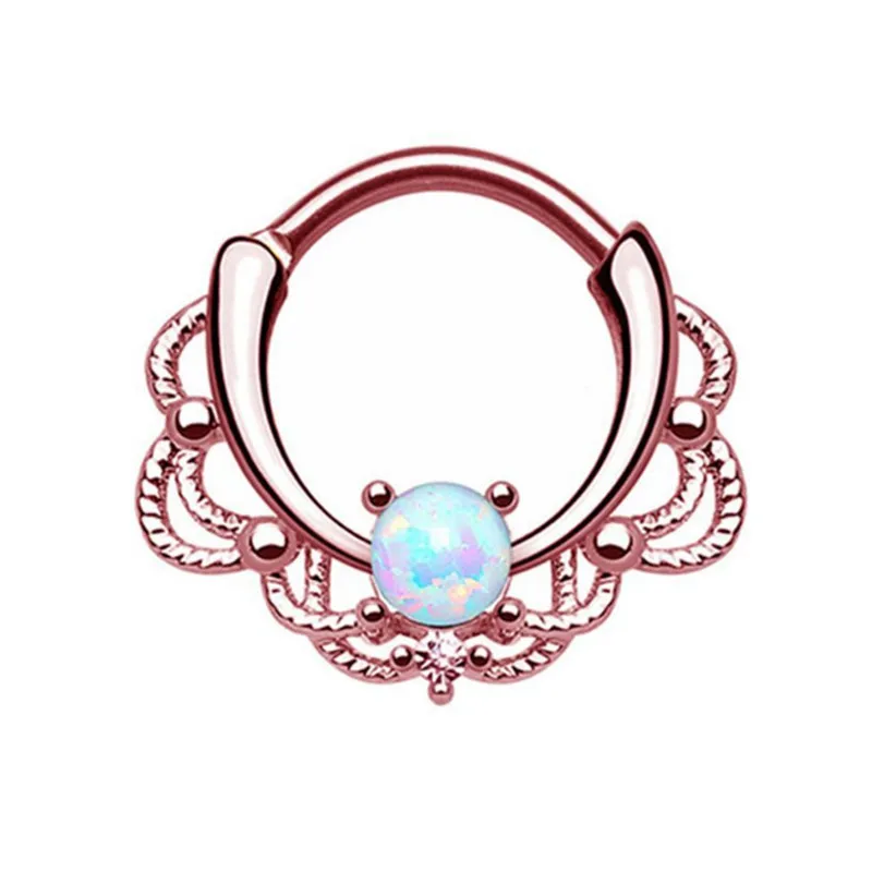 Modrsa один опал Lacey 16 г перегородки вешалка клип на носу пирсинг Хооп Нос Кольца