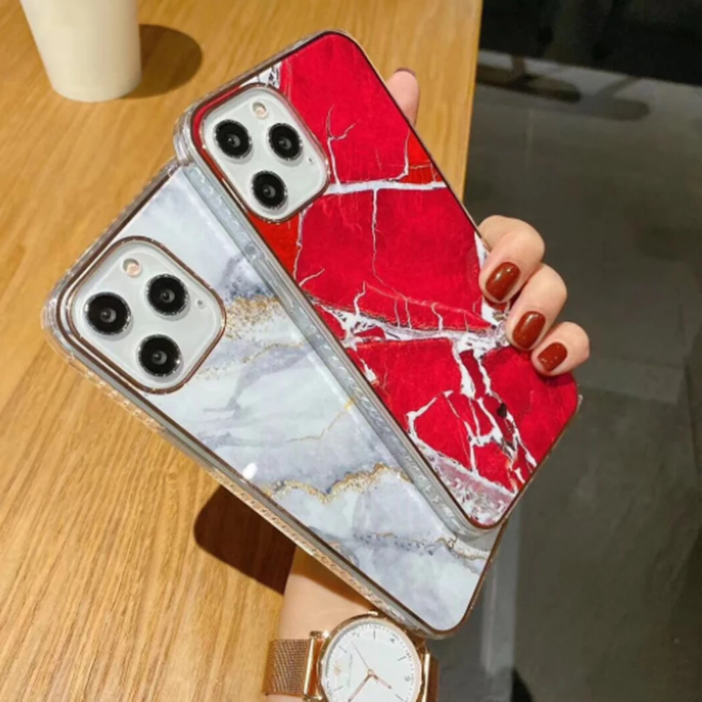 

Silicone Case For iphone 11 Pro Max X XR XS MAX 7 8 12 Plus Soft IMD Back Shell Marble Texture Phone Cases Back Cover Coque