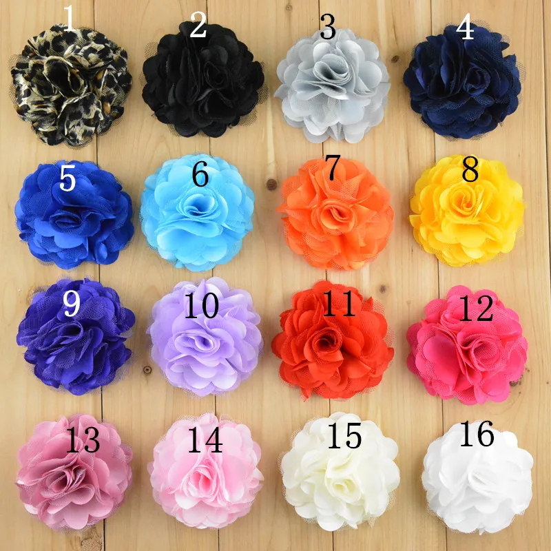 Лидер продаж 40 шт./лот 8 см шифоновая цветочная ткань розы для волос цветы повязки