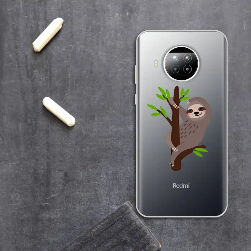 

yoga sloth cute cartoon animal Phone Case Transparent for Xiaomi Redmi note 10 t 8 9 pro lite 11