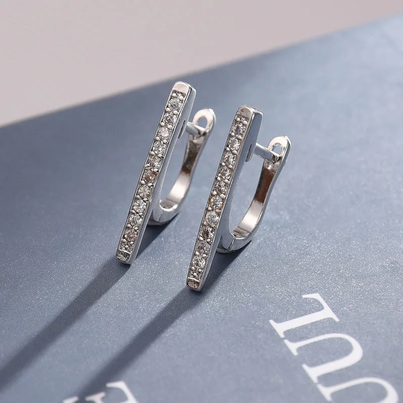Silver MAIKALE, новинка, креативные корейские серьги, модное ювелирное изделие для женщин, кнопка, циркон, серебряный цвет, роскошные u-образные серьги-гвоздики - Окраска металла: Silver