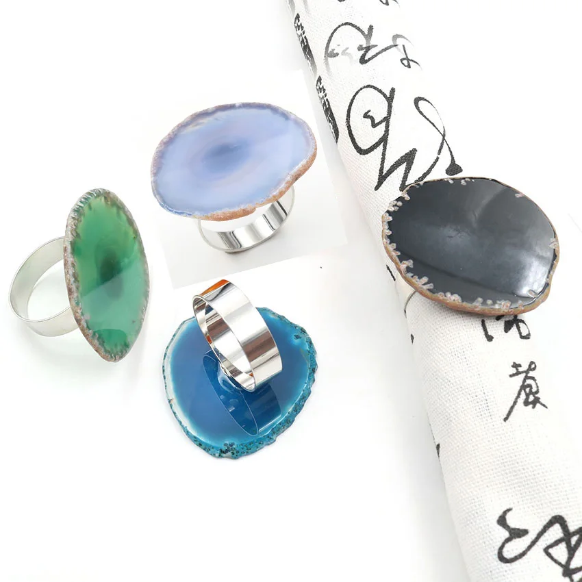 YJXP кольца для салфеток из натурального камня и агата полированная искусственная