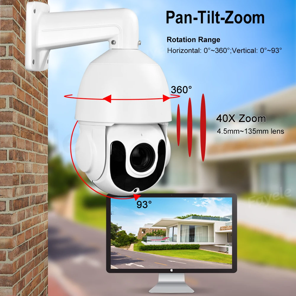 Наружная купольная камера видеонаблюдения PTZ 4 дюйма AHD 1080P 40X зум TVI CVI CVBS