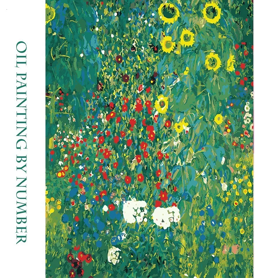 AZQSD Painting By Numbers Paint Sunflower Garden DIY Canvas Picture Hand Painted Oil Painting Flowers Home Decoration K468