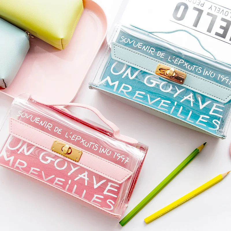Large capacity kawaii girl cosmetic bag pencil school storage supplies stationery box | Канцтовары для офиса и дома