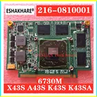 Видеокарта K43SA HD6730M 2 Гб VGA для ASUS A43S K43S K43SA X43S HD6730M 216-07080001, видеокарта для ноутбука, протестированная, полностью работающая