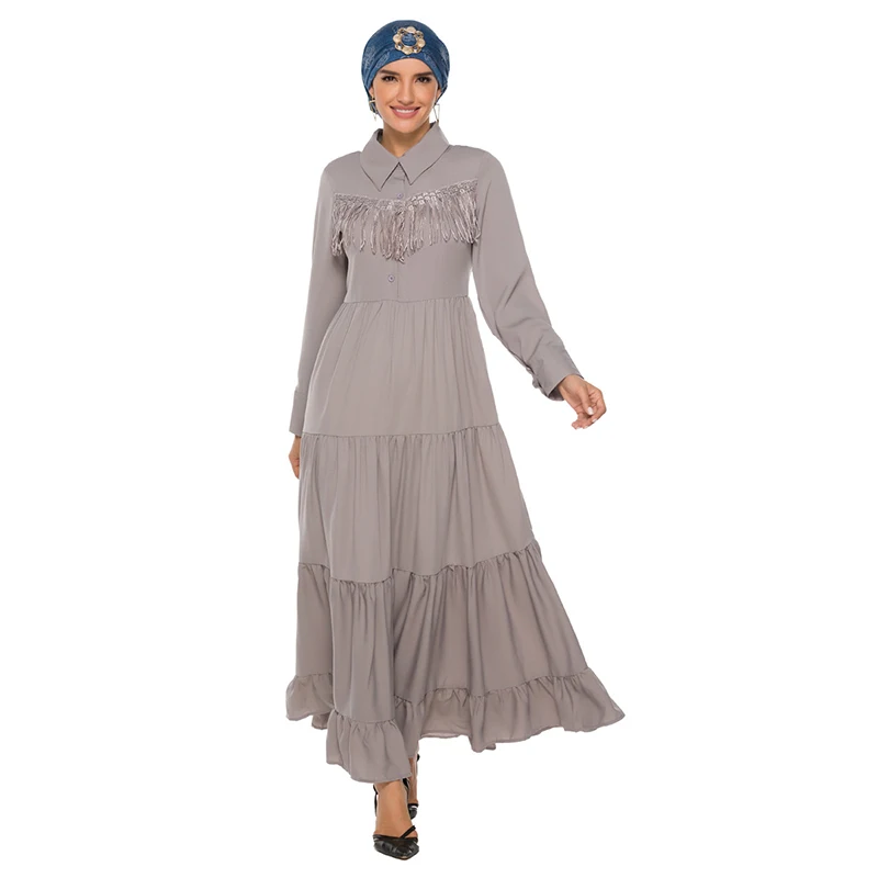 Женское платье с длинными рукавами мусульманское и кисточками арабское из