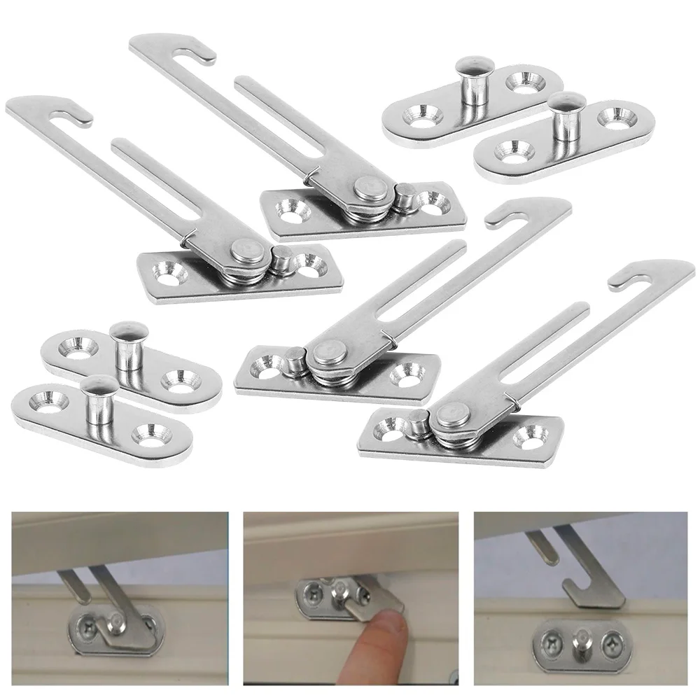 

4Pcs Window Restrictors Locks 304 Stainless Steel Window Restrictor Hook Child Security Lock Baby Safety Catch with Screws