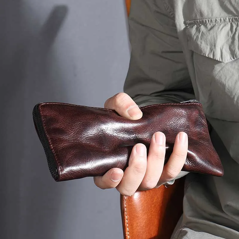 Кошелек из натуральной кожи мужской роскошный винтажный ручной работы длинный