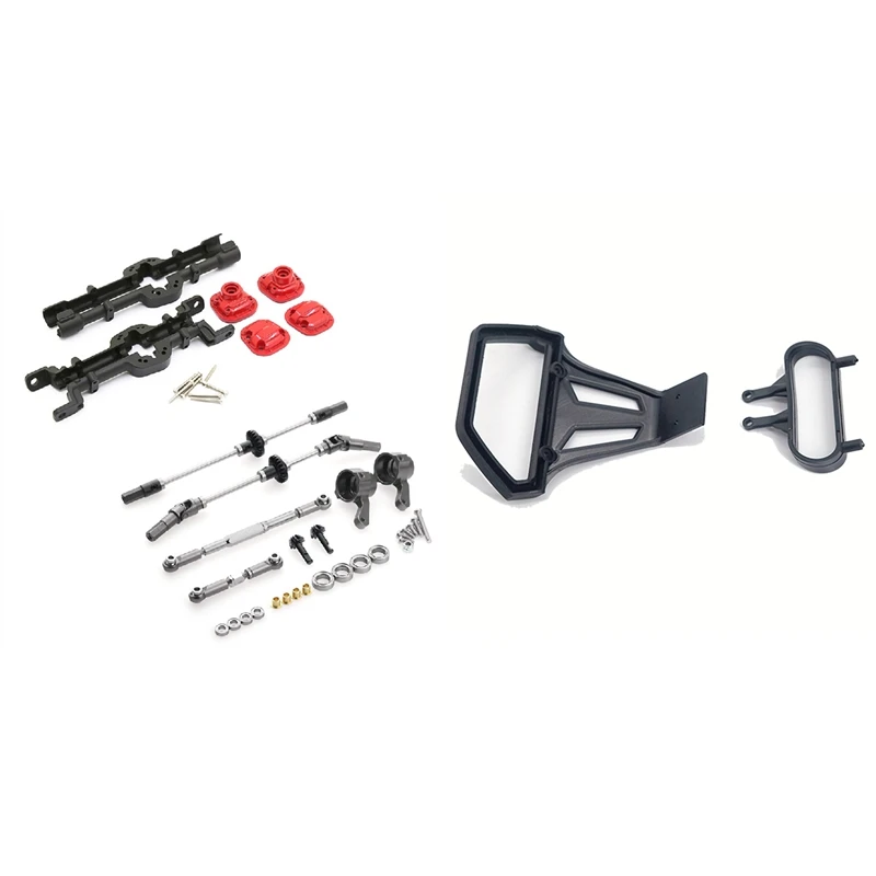 

Front Bumper Collision Preventer Buffer Kit For Wltoys 12429 & Metal Front & Rear Complete Axle For MN D90 MN-90 Black
