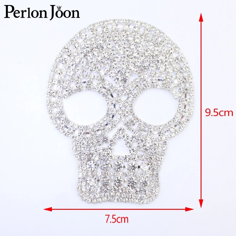 1PCS Punk Hip hop style DIY crystal skull rhinestone applique glass patch stitched for wedding bag and shoe decoration YHX081 | Дом и сад