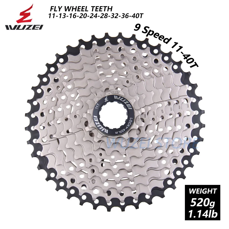 WUZEI 8 S/9 S/10 S/11 S/12 S кассета 32/36/40/42/46/50T Сталь mtb горный велосипед свободного хода Совместимость Shimano - Color: 9 Speed 11-40T