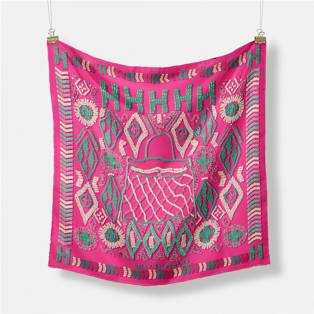 Саржевый шелковый шарф женская сумка с геометрическим принтом квадратные шарфы