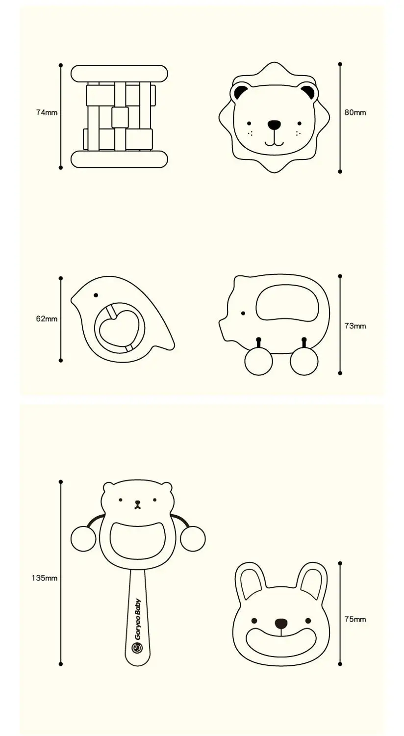 Деревянная погремушка грызунок безопасный успокаивающий кролик игрушка