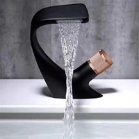 black faucet bathroom sink faucets hot cold water mixer crane deck mounted single hole bath tap chrome finished