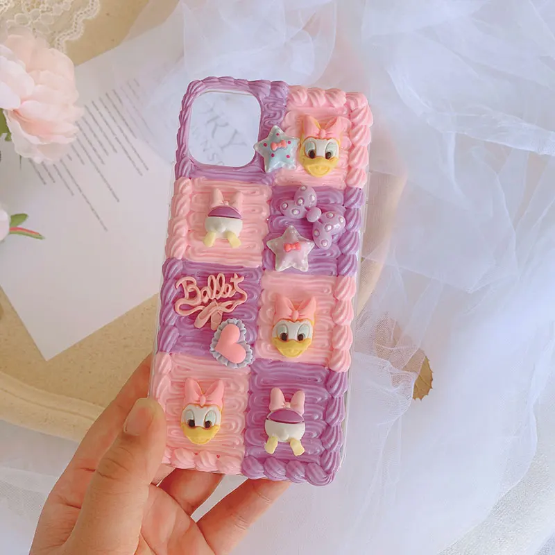 

11/12 pro Handmade case Anime Cartoon duck Customized Cover For iPhone 7/8plus 6/6s DIY cream shell SE2020 XR XS MAX 12mini gift