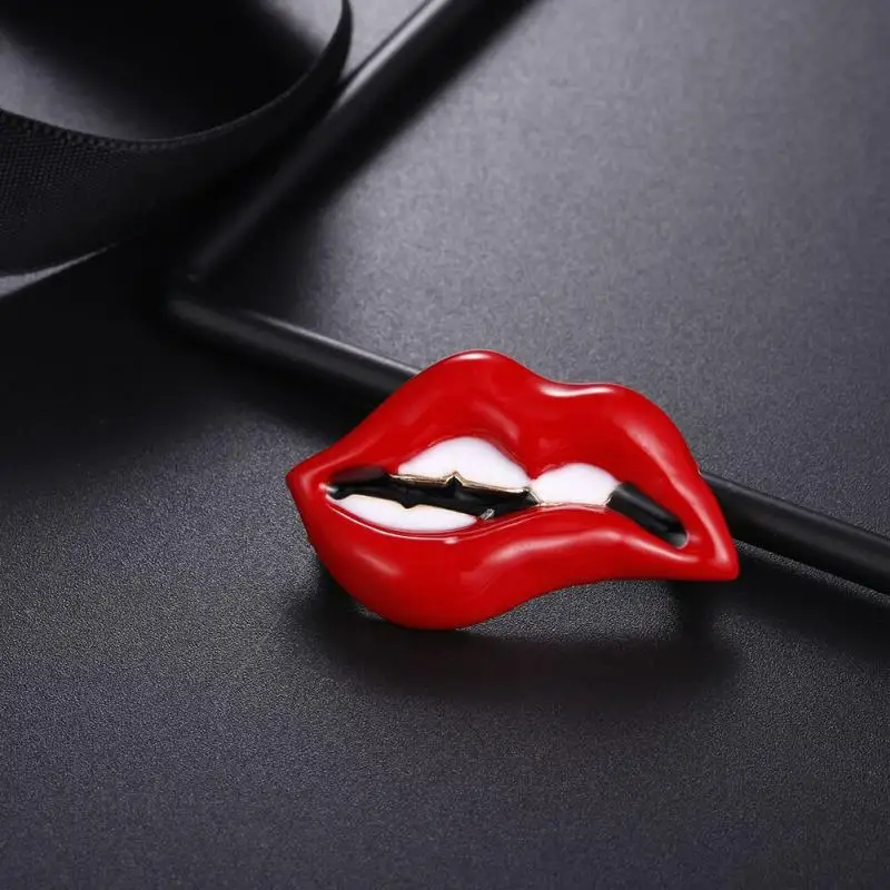 Эмалированные Броши с красными губами для женщин и мужчин вечерние из сплава