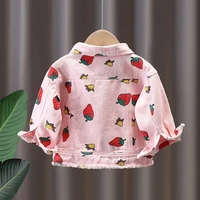 baby coat girl denim jacket cotton long sleeved clothes cute strawberry girl outer coat child jeans childrens jacket 9m 6t