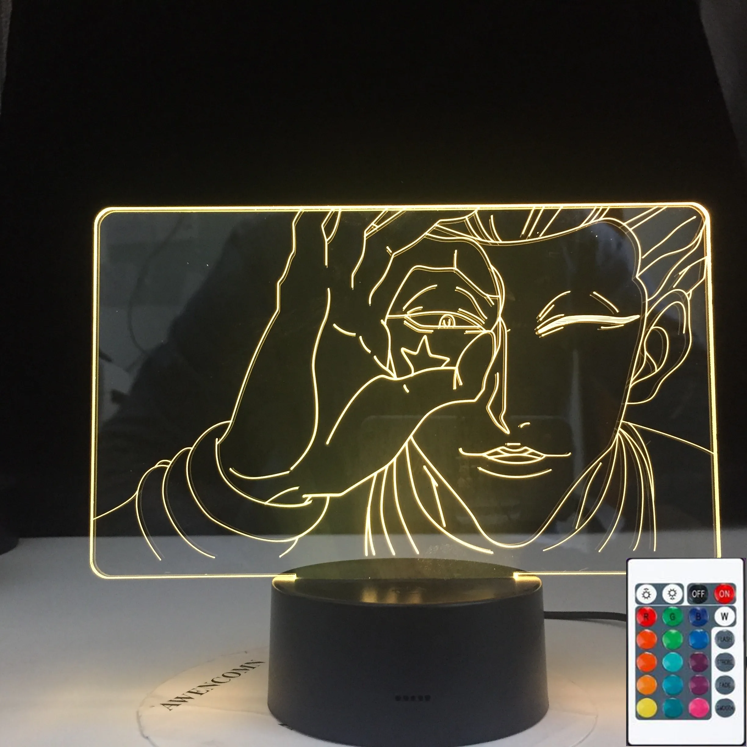 Светодиодная 3d лампа Hisoka Face меняющая цвет для детей декор спальни светильник
