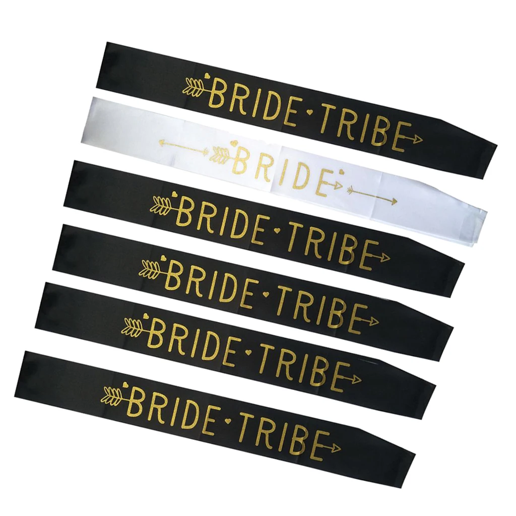 6/набор белая и черная надпись Bride Tribe пояса для девичника Вечерние|Украшения