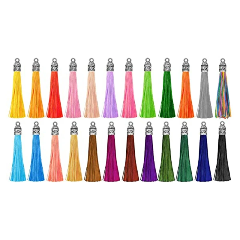 

R3MC Keychain Tassel Pendant Set Includes 50 Pieces of Craft Tassels 50 Pieces of Key Chain Rings and 50 Pieces of Jump Rings