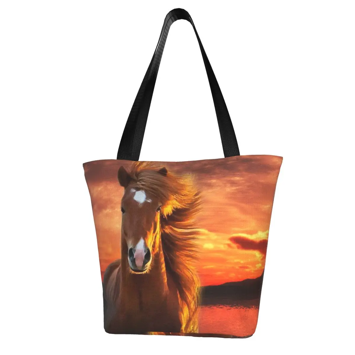 Horse Shopping Bag Aesthetic Cloth Outdoor Handbag Female Fashion Bags