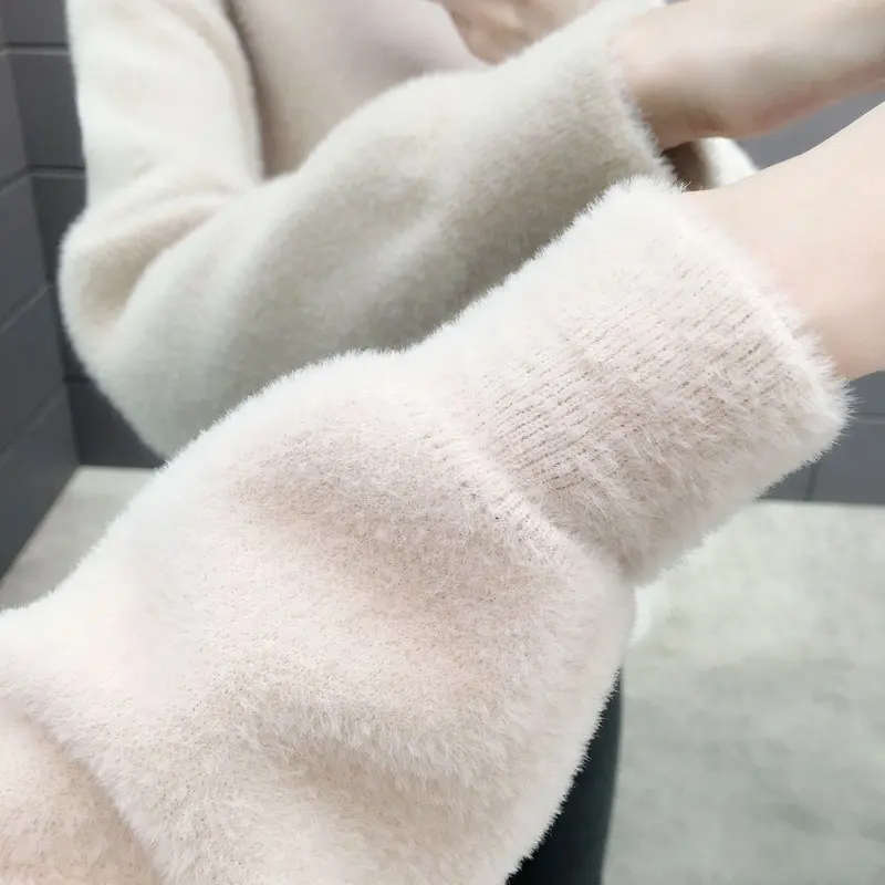 Женский зимний теплый мягкий кашемировый свитер модный толстый вязаный пуловер