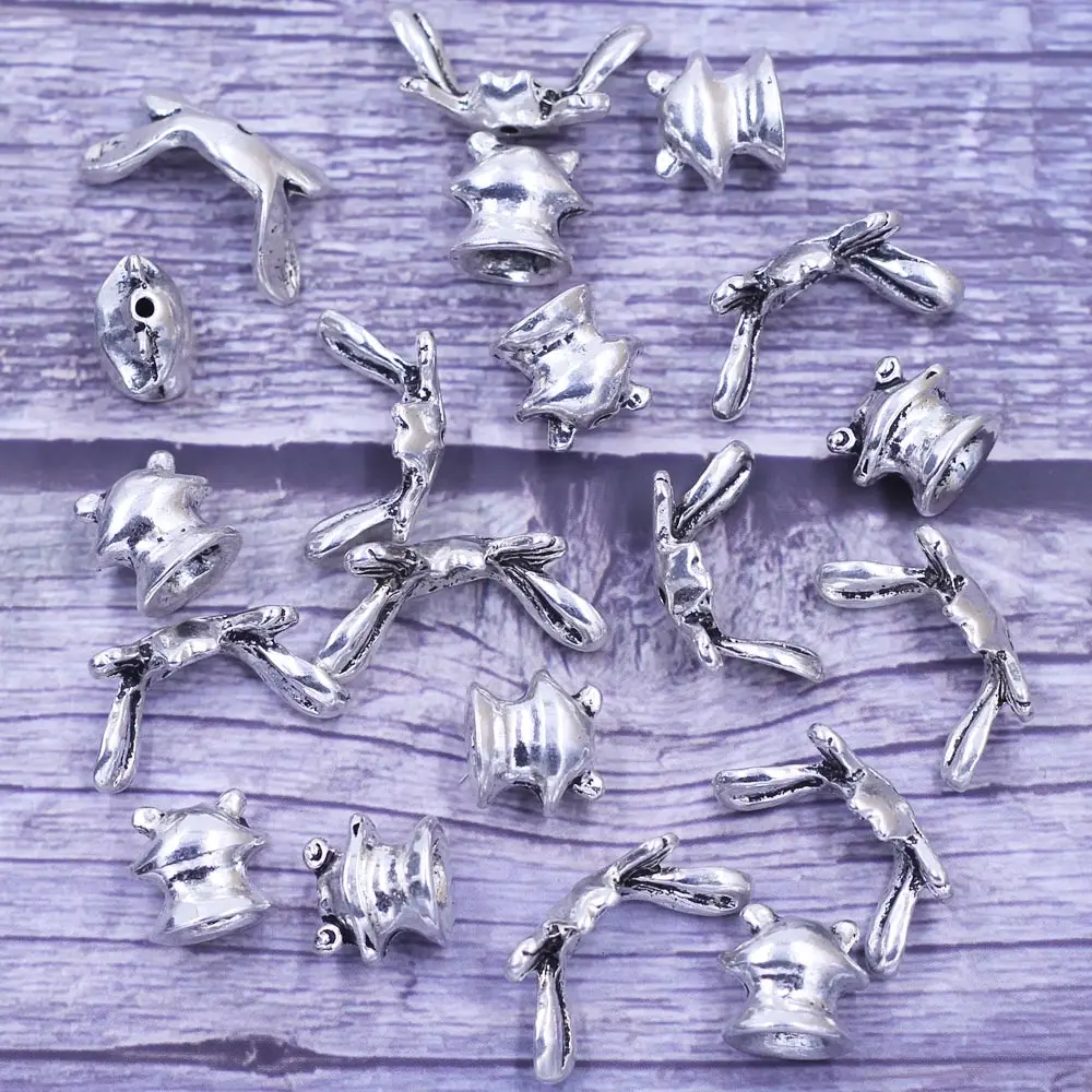 

5 Sets End Beads Caps Vivid Cute Frog Animal Metal Silver Tone Fit 12-14mm Beads Charms Bracelet Jewelry DIY Findings 14x13mm