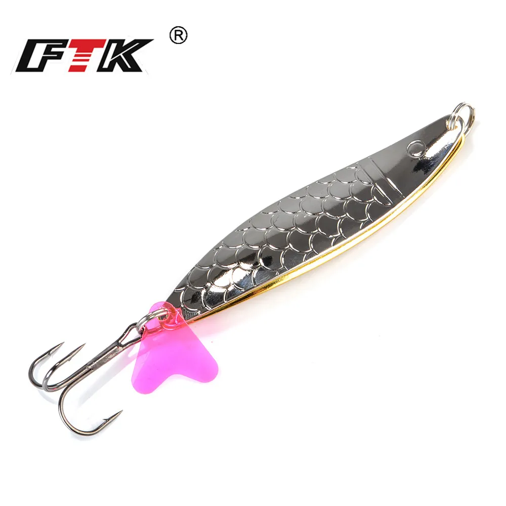

1PC 8 Colors Metal Spinner Fishing Lure Hard Baits Spoon 24g/28g/35g With 1#-1/0# Hook Sequin Paillette Wobbler Pesca Tackle