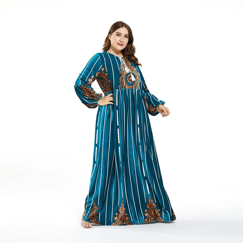 Новая мода высокоэлегантное женское платье с принтом размера плюс новое зимнее