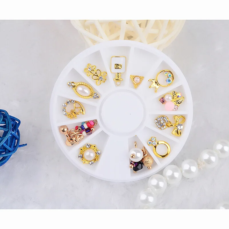 Hot nail wheel accessories wholesale jewelry metal alloy disc 12 bowknot pearl | Красота и здоровье