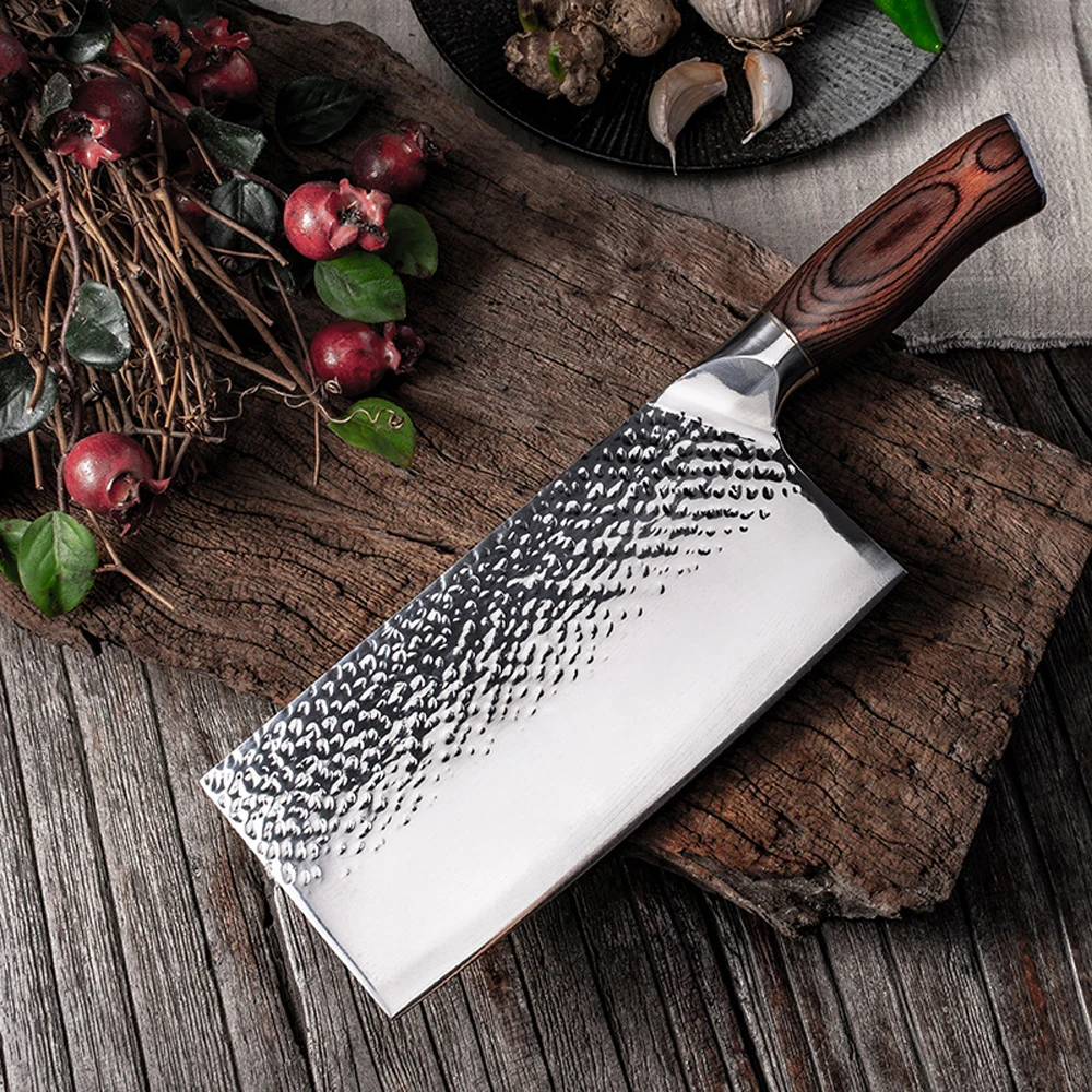 

Butcher Knife stainless 5CR15MOV Steel Chop Chinese Cleaver Kitchen Knife Chef Cooking Tools with Wooden handle