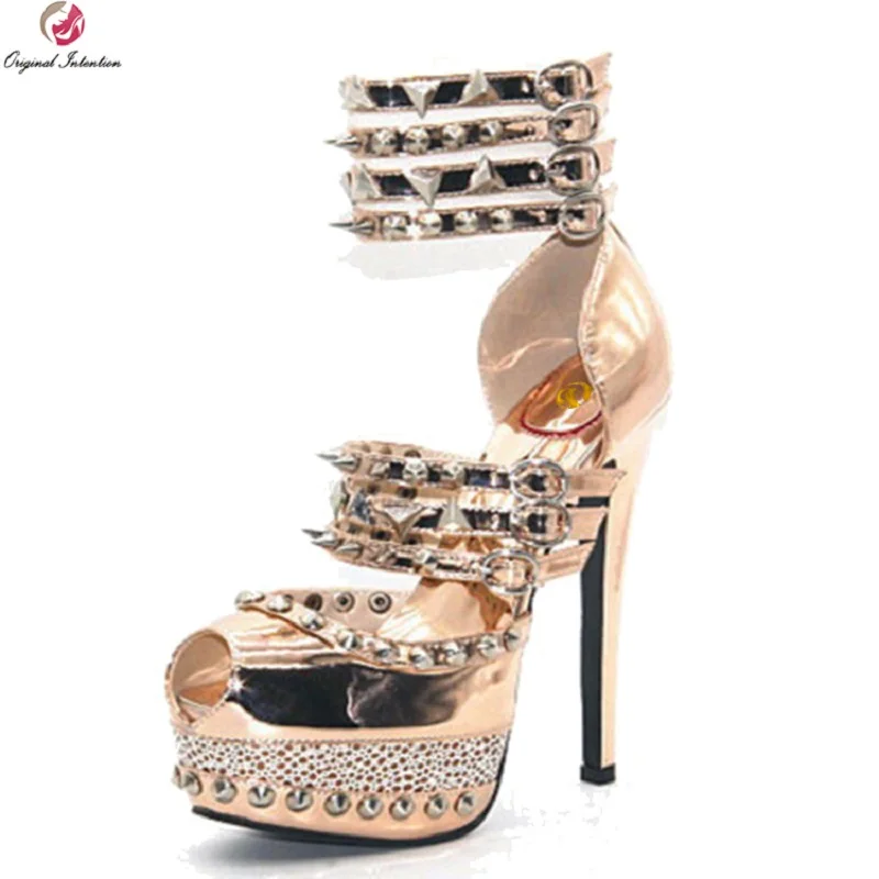 Женские босоножки с заклепками на платформе и тонком каблуке размеры 4 12|sexy women