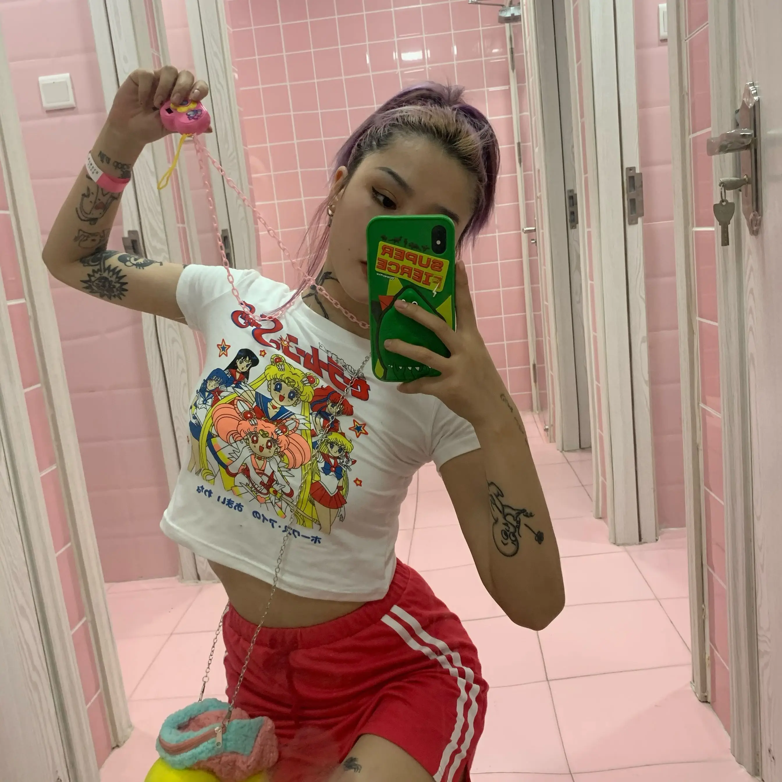 

sailor moon Print Harajuku goth Female women t-shirts Kawaii Short Anime T Shirt HipHop Summer Women Streetwear crop Tops y2k