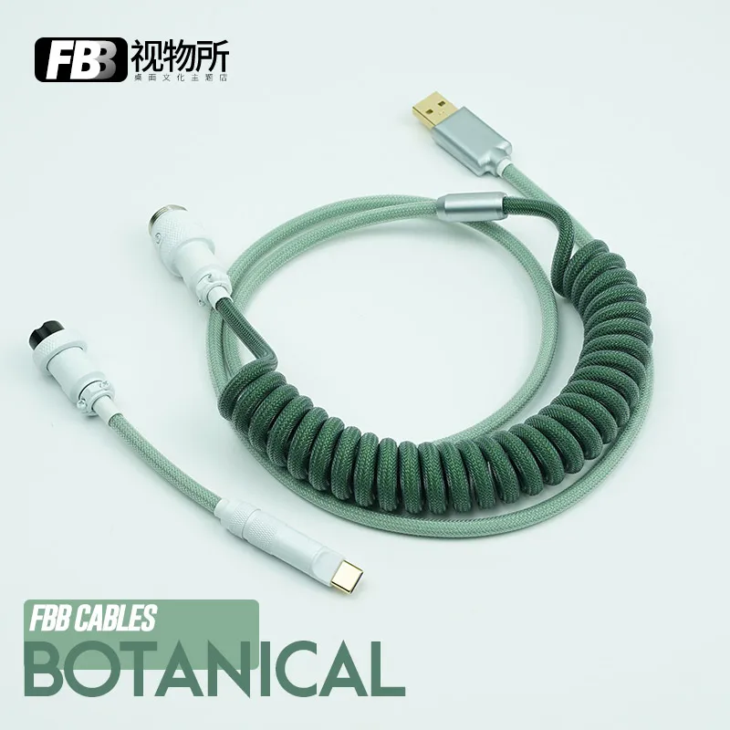 FBB Cables Botanical Keycap Customized Data Cable Aviation Plug-in Keyboard Cable GMK Theme Type C for Mechanical Keyboard