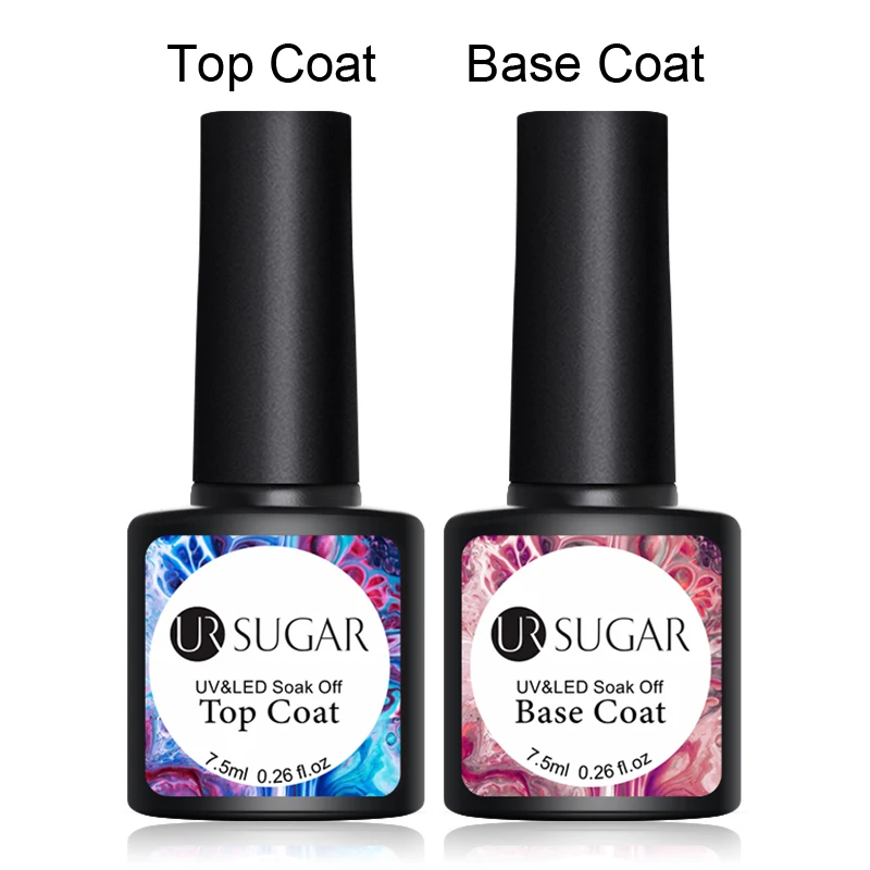 BASE TOP COAT Ur Sugar 2 шт./лот гель для ногтей с блестками Набор лаков розовый гибридный Цвет серии Полупостоянный светодиодный лак для ногтей набор блестки гель - Цвет: BASE TOP COAT