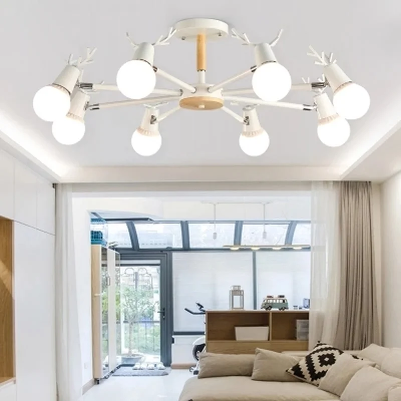 Люстра из массива дерева современный креативный минималистичный светильник в