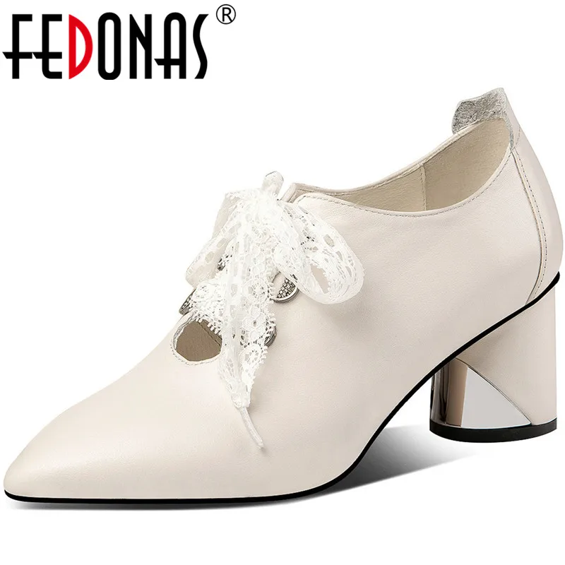Женские вечерние туфли с перекрестной шнуровкой FEDONAS весенне летние из