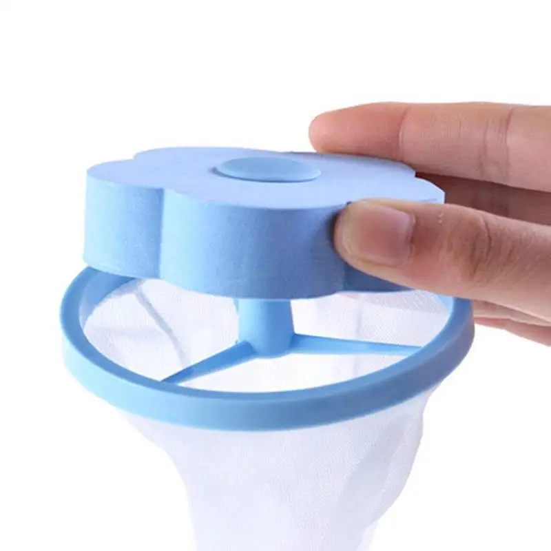 

Flower Shape Mesh Bag Washing Machine Hair Dirt Catch Catcher Laundry Hair Pouch Blue Net Cleaning Bag Drain R4D3