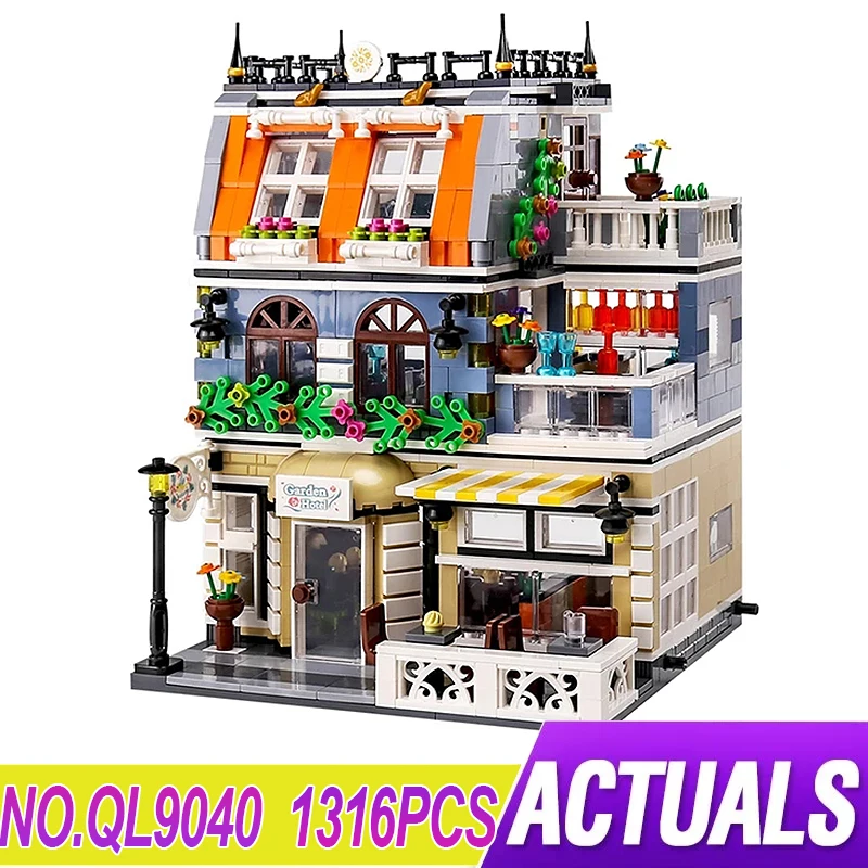 Конструктор модульный MOC QL0940, Детский конструктор, уличный вид, сад, гостиница, обучающая игрушка, подарок на день рождения