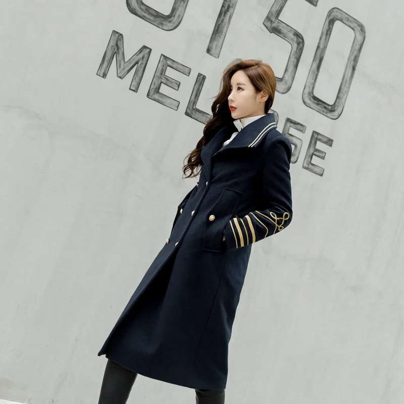 Женское длинное пальто в стиле бойфренд из вуанино двубортное