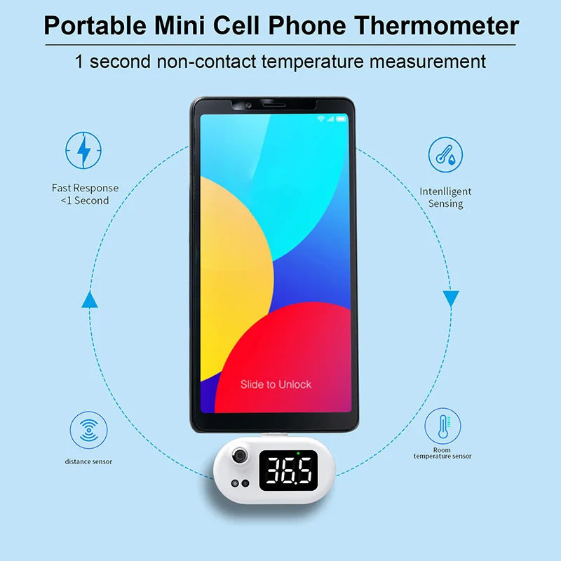 

USB Mini Thermometer Mobile Phone Digital Thermometer With LED Display Non-contact Infrared Temperature Sensor Type-C Hygrometer