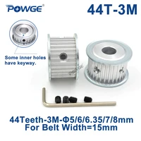 powge 44 teeth htd 3m timing pulley bore 568101215161920mm for width 15mm 3m synchronous belt htd3m pulley 44t 44teeth