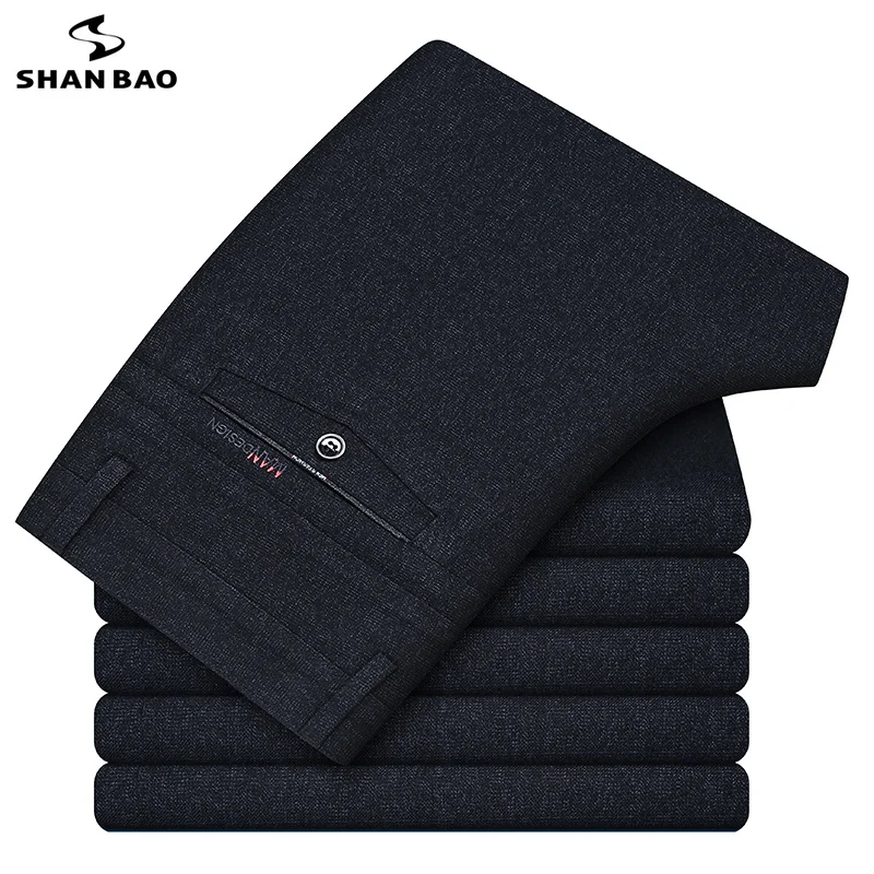 

Брюки мужские классические с вышивкой, деловые повседневные брендовые узкие прямые брюки, темно-синие, весна 2021